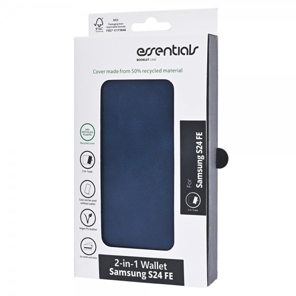 Essentials Samsung Galaxy S24 FE Etui 2-i-1 Vegansk Læder Blå