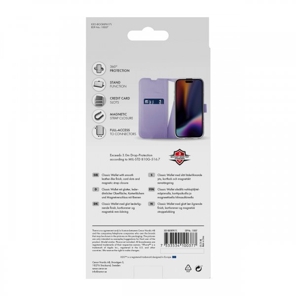 X2O iPhone 17 Etui Classic Pung Lavender