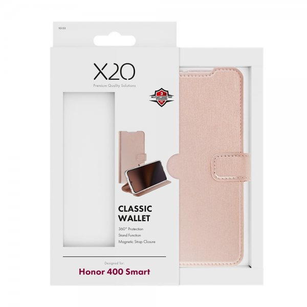 X2O Honor 400 Smartcover Classic Wallet Rosaguld