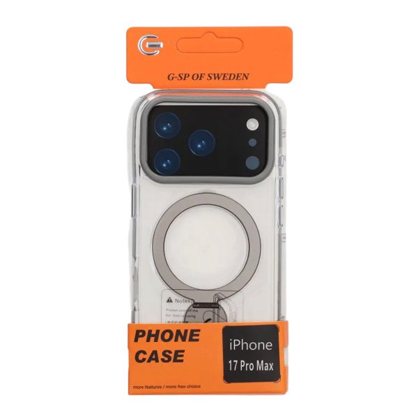 iPhone 17 Pro Max Cover Ringstander MagSafe Grå Transparent