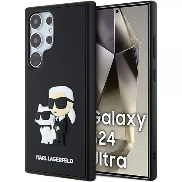 Karl Lagerfeld Samsung Galaxy S24 Ultra Cover 3D Rubber Karl & Choupette Sort