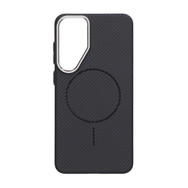 Samsung Galaxy S25 Plus Cover Kulfibermønster MagSafe Sort