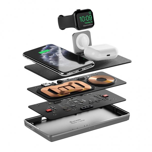 ALOGIC Ultra Power 4-i-1 Trådløs Dobbelt Opladningsdockingstation med Apple Watch-oplader