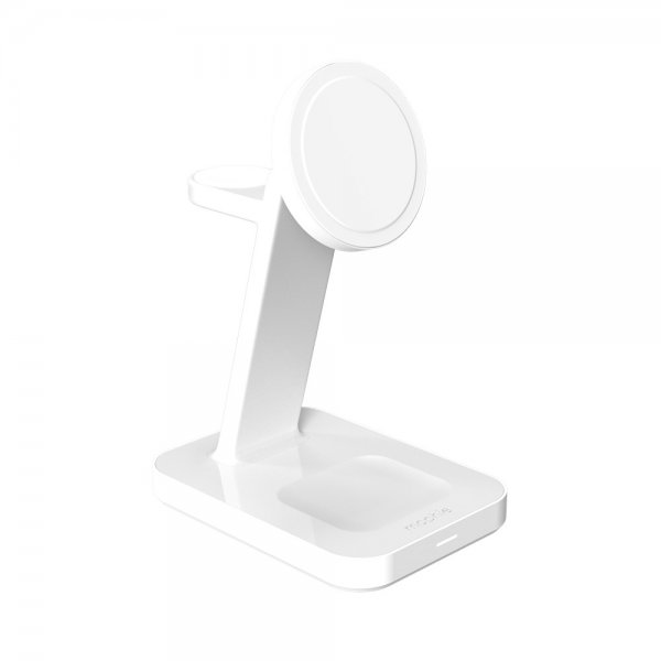 Mophie Trådløs Oplader Snap+ 3-i-1 Trådløs Opladerstander Qi2 MagSafe Hvid