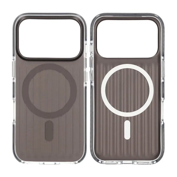 iPhone 17 Pro Cover Bølget MagSafe Sort Transparent