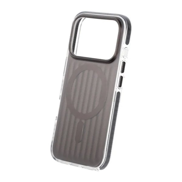 iPhone 17 Pro Cover Bølget MagSafe Sort Transparent