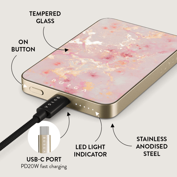 Burga Powerbank MagSafe 5000 mAh Golden Coral Guld