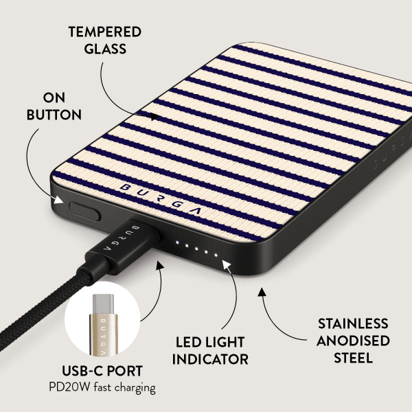 Burga Powerbank MagSafe 5000 mAh Old Money Grå