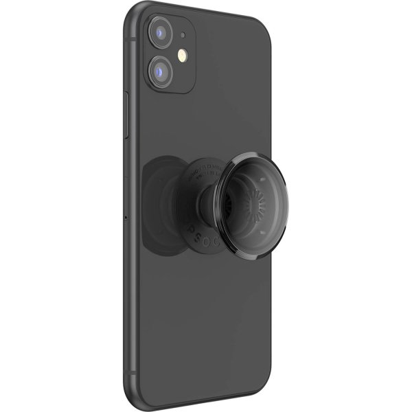 Popsockets PopGrip Transparent Sort Røg