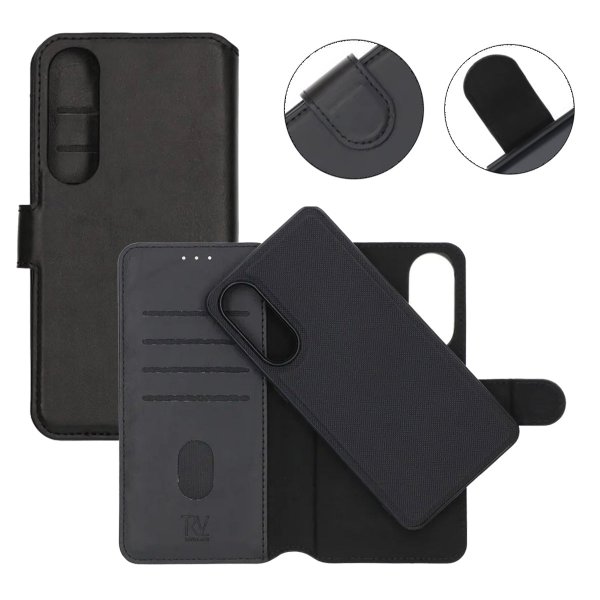 Rvelon Samsung Galaxy S25 FE Etui 4 Kortlommer Aftagelig Skal Sort