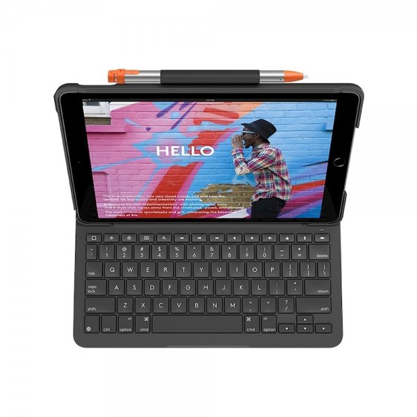 Logitech iPad 10.2 (gen 7/8/9) Cover med Tastatur Slim Folio Nordisk Grå