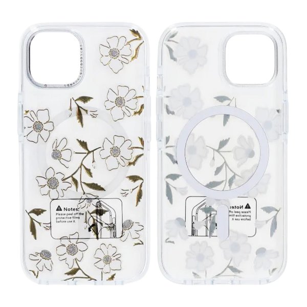iPhone 15 Cover Mønster MagSafe Blomstergrene