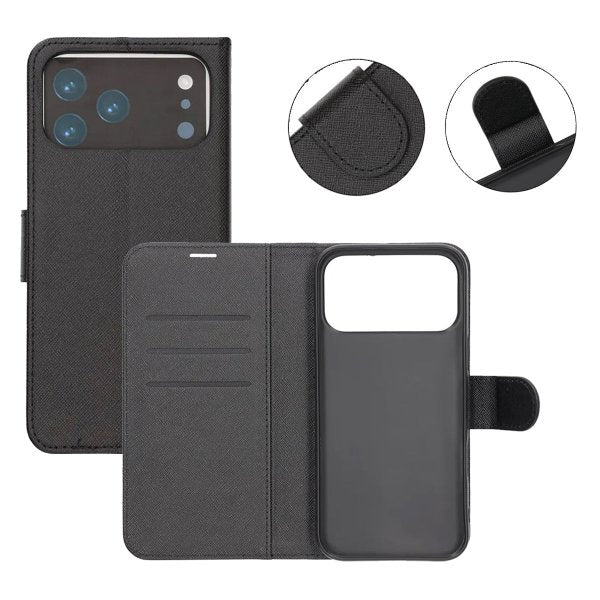 iPhone 17 Pro Max Cover med Kortlomme Standerfunktion Sort