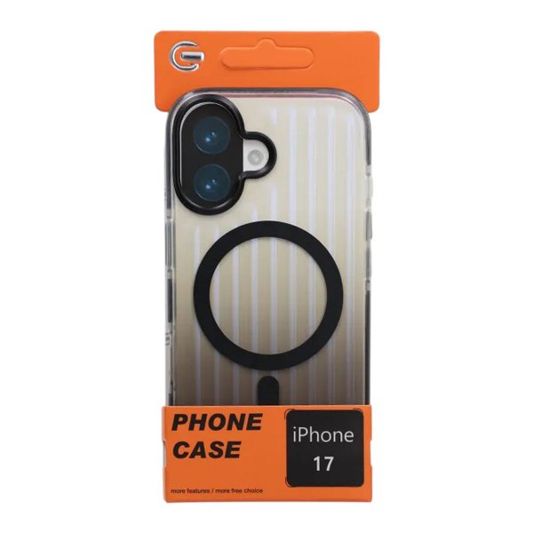iPhone 17 Cover Bølget MagSafe Transparent Sort