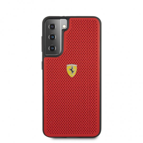 Ferrari Samsung Galaxy S21 Plus Cover Logo Perforeret Rød