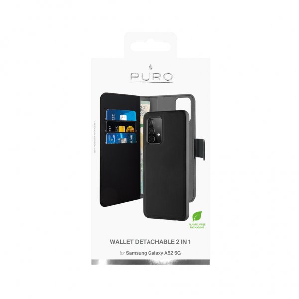 Puro Samsung Galaxy A52/A52s 5G Etui Wallet Detachable 2 i 1 Sort