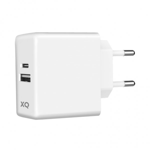 Xqisit Oplader Travel Charger PD 65W USB-C & USB-A GaN Hvid