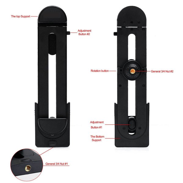 Gear Holder til tablet Fotostativ 1/4" Stativgevind