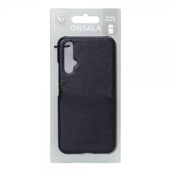 Onsala Huawei Nova 5T Cover med Kortlomme Sort