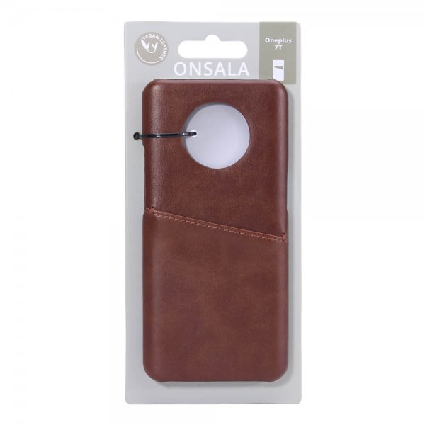 Onsala OnePlus 7T Cover med Kortlomme Brun