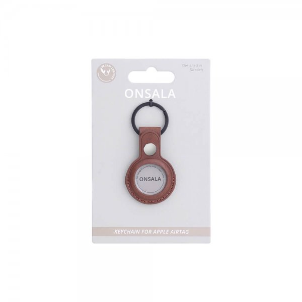 Onsala Apple AirTag Holder Kunstlæder Brun