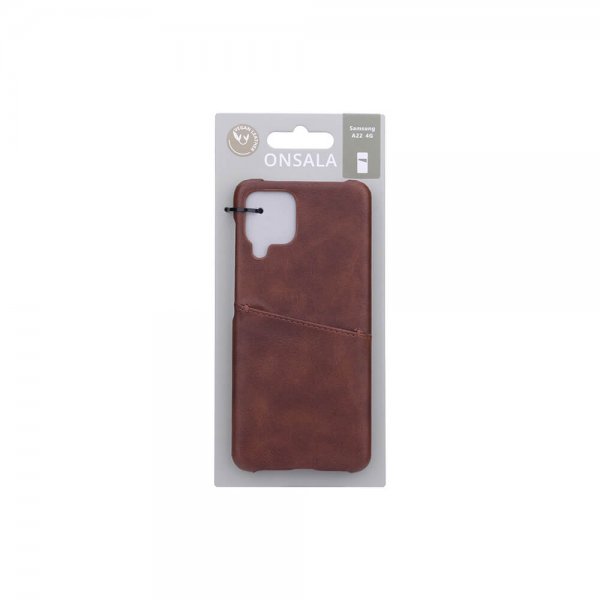 Onsala Samsung Galaxy A22 4G Cover med Kortlomme Brun