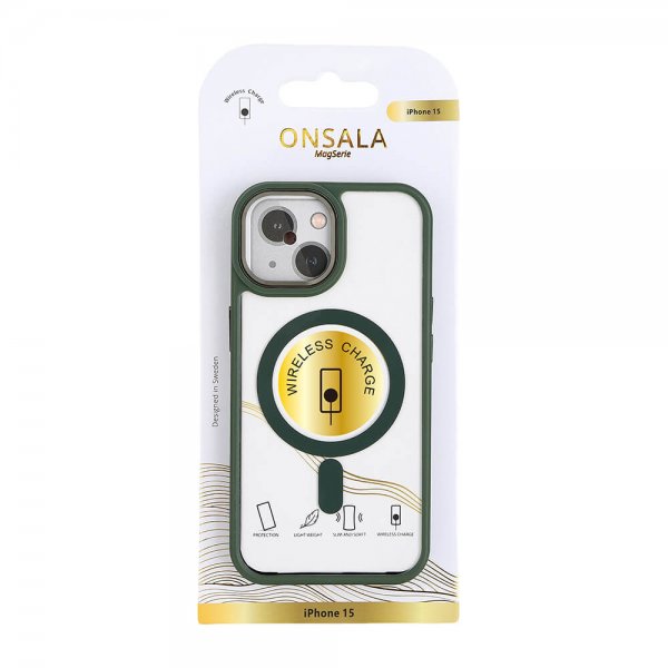 Onsala iPhone 15 Cover Bumper MagSeries Grøn