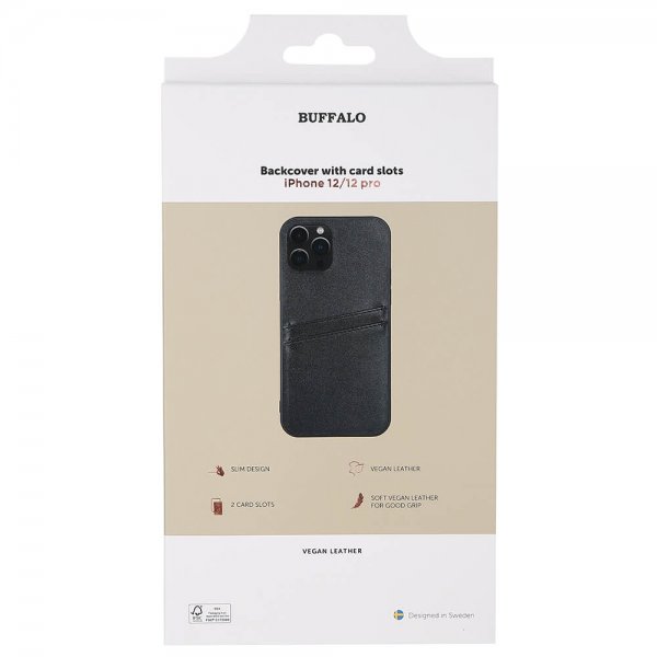 Buffalo iPhone 12/iPhone 12 Pro Cover Backcover med Kortpladser Sort