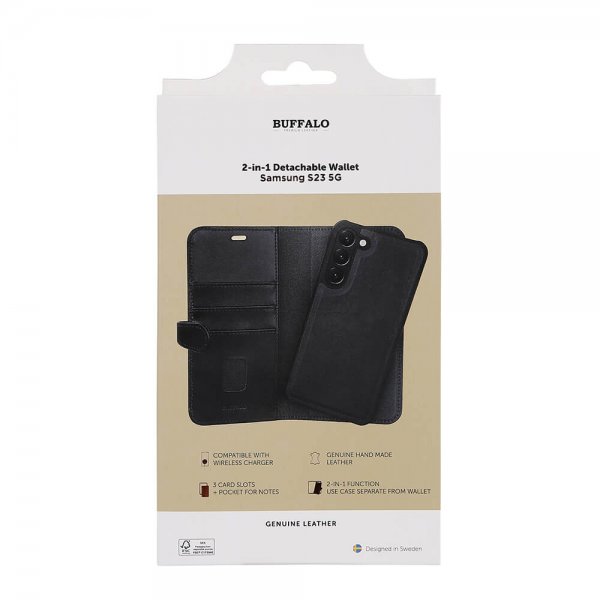 Buffalo Samsung Galaxy S23 Cover 2-i-1 Aftagelig Pung Sort