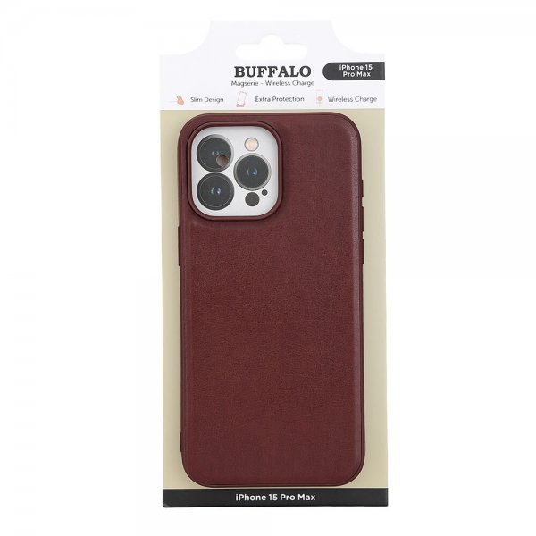 Buffalo iPhone 15 Pro Max Cover PU MagSeries Brun