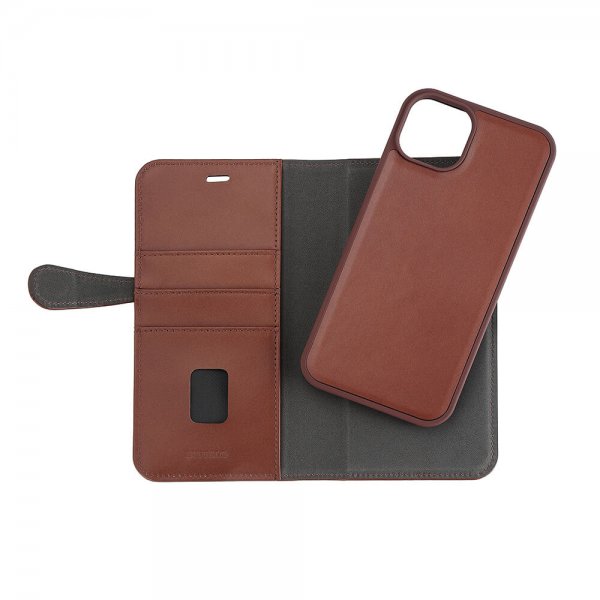 Buffalo iPhone 15 Plus Etui 3 Kortlommer Aftagelig Skal MagSeries Brun