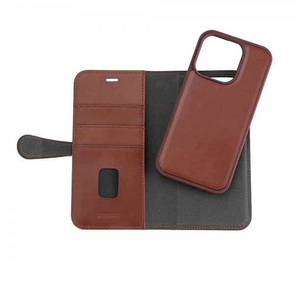 Buffalo iPhone 15 Pro Etui 3 Kortlommer Aftageligt Cover MagSeries Brun