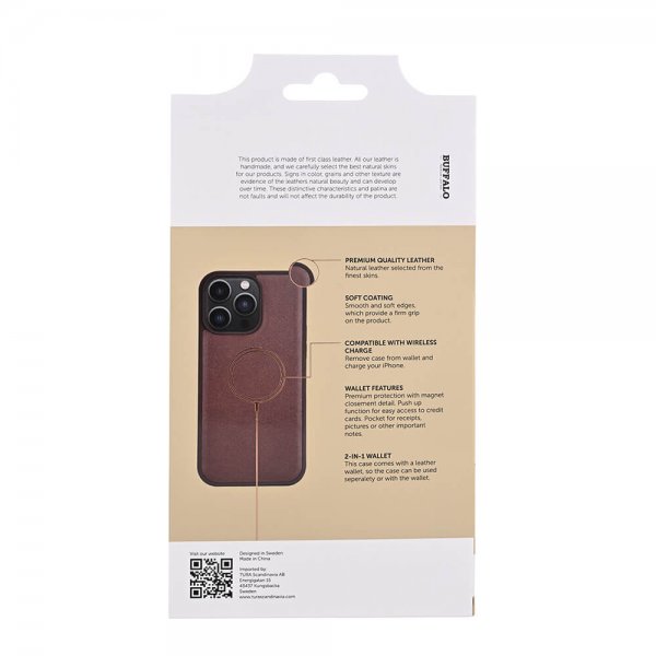 Buffalo iPhone 15 Pro Max Etui 3 Kortlommer Aftageligt Cover MagSeries Brun