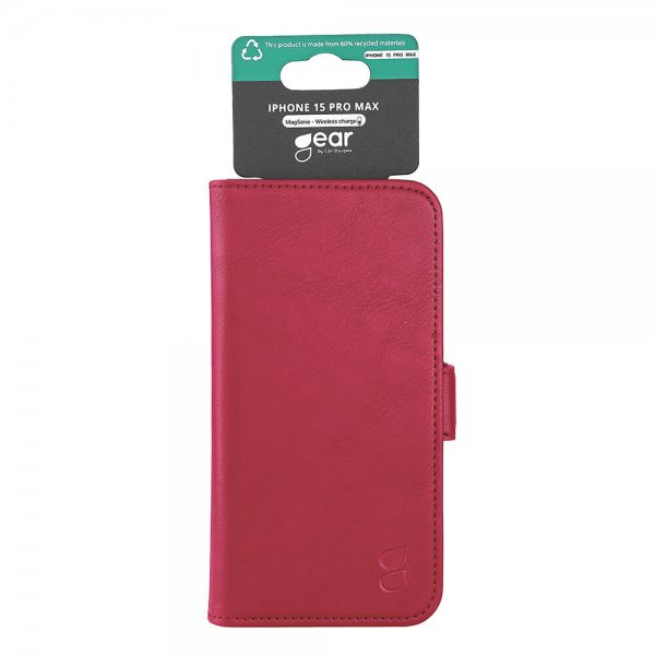 Gear iPhone 15 Pro Max Cover 3 Kortpladser MagSeries Deep Red