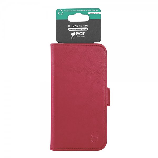 Gear iPhone 15 Pro Cover 3 kortlommer MagSeries Deep Red