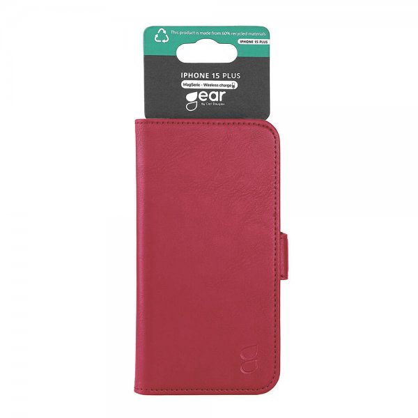 Gear iPhone 15 Plus Cover 3 Kortlommer MagSeries Deep Red