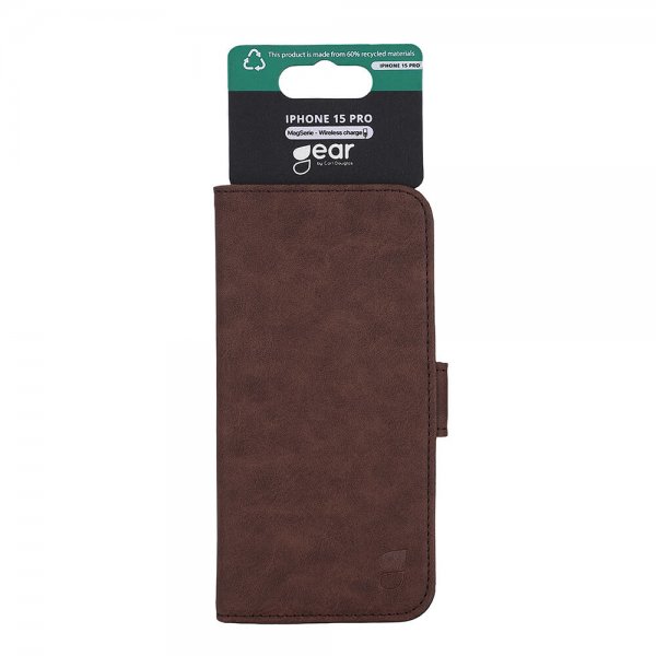Gear iPhone 15 Pro Cover 3 Kortlommer MagSeries Brun