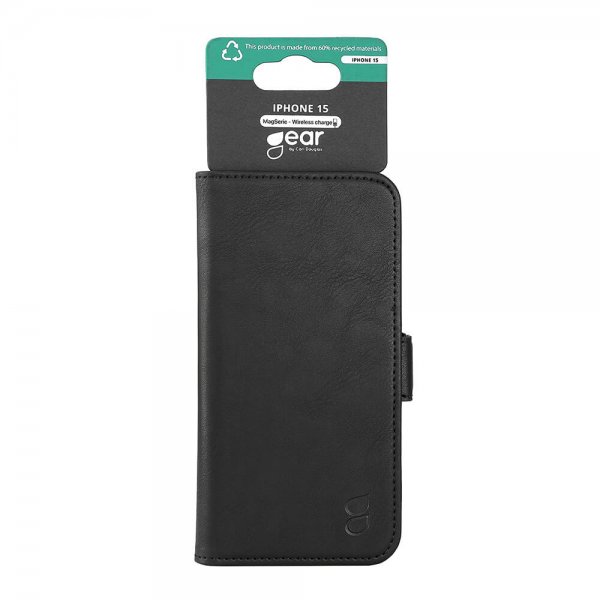 Gear iPhone 15 Cover 3 Kortlommer MagSeries Sort