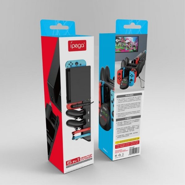 Ipega 6-i-1 Ladestation til Nintendo Switch Controllere