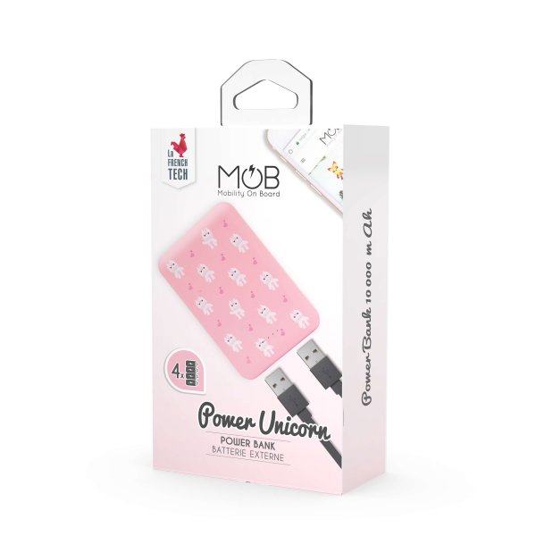 Mobility on Board Powerbank 10000mAh Enhjørning Rosa