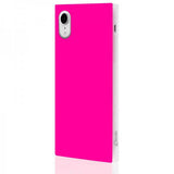 iDecoz iPhone Xr Cover Square Case Neon Pink