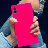 iDecoz iPhone Xr Cover Square Case Neon Pink