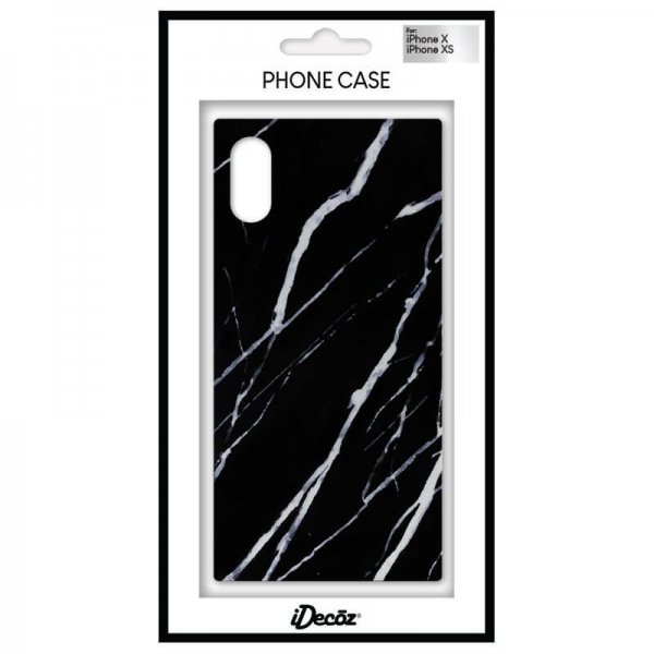 iDecoz iPhone X/Xs Cover Square Case Marmor Sort