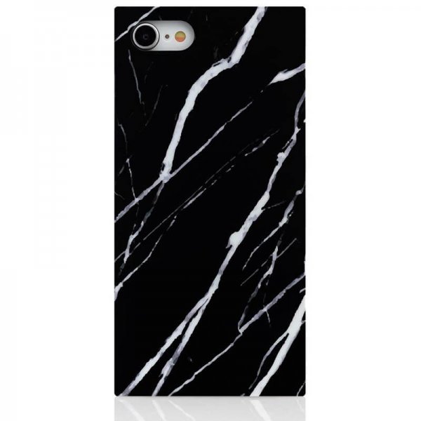 iDecoz iPhone 7/8/SE Skal Square Case Marmor Sort