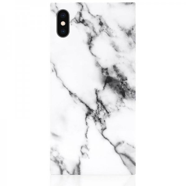 iDecoz iPhone Xs Max Cover Square Case Marmor Hvid