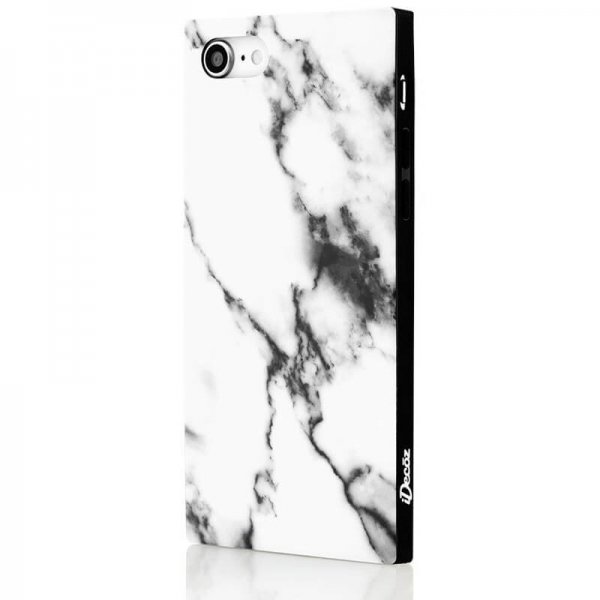 iDecoz iPhone 7/8/SE Cover Square Case Marble Hvid