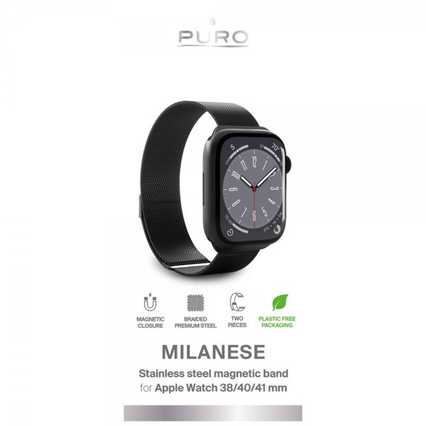 Puro Apple Watch 38/40/41/42mm Rem Milanese Sort