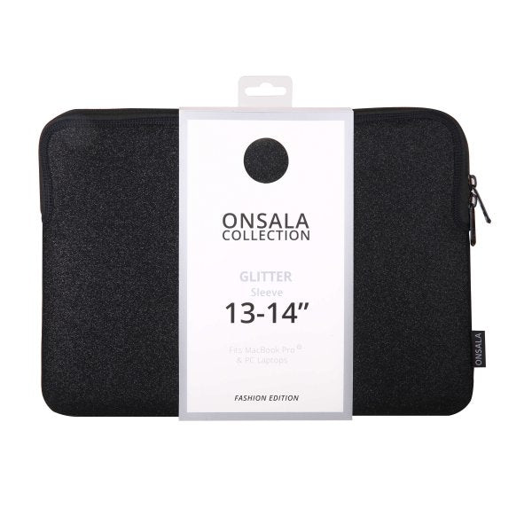 Onsala Sleeve Laptopetui Glitter 14" Sort