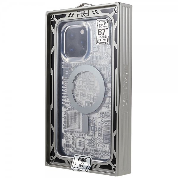 iPhone 14 Pro Max Cover PQY Geek Series MagSafe Sølv