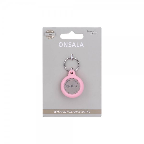 Onsala Apple AirTag Holder i Silikone med Nøglering Rosa
